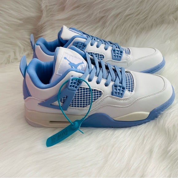 Air Jordan 4 Retro Low White University Blue Sneakers – Men’s Size 43 (US 9.5)” - Picture 1 of 6